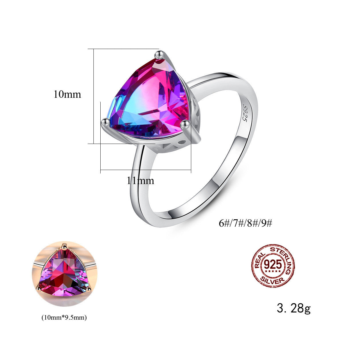 Sparkling Silver Rainbow Gemstone Ring