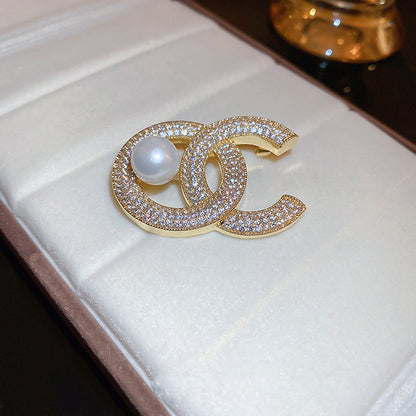 Luxe Gilded Pearl Initial Pin