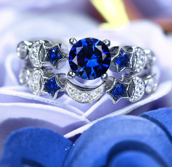 Starry Night Blue Gem Engagement Ring