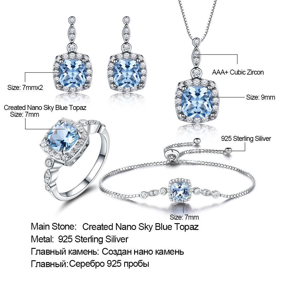Celestial Blue Topaz Sterling Silver Necklace Set