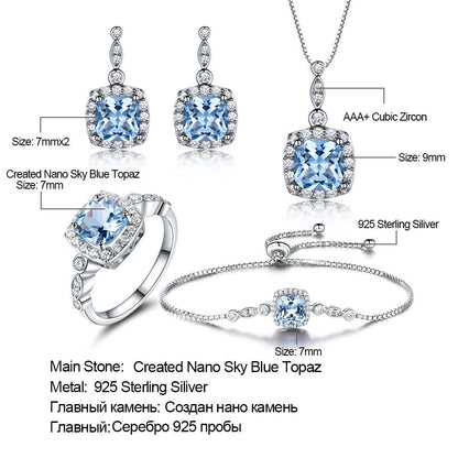 Celestial Blue Topaz Sterling Silver Necklace Set
