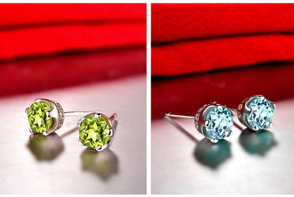 Emerald Glow Sterling Silver Earrings