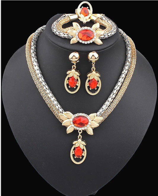 Exquisite Crystal Flower Jewelry Set