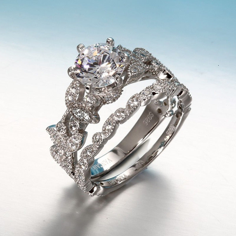 Exquisite Blue Zircon Engagement Ring