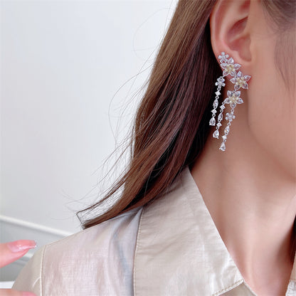 BlossomDream Crystal Tassel Earrings