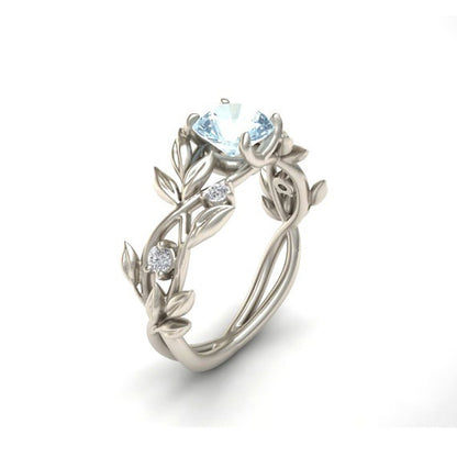 Exquisite Leaf Design Engagement Ring