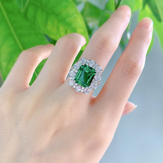 Enigmatic Emerald-Cut Silver Ring