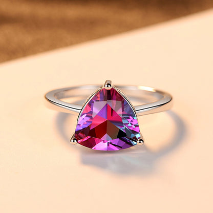 Sparkling Silver Rainbow Gemstone Ring