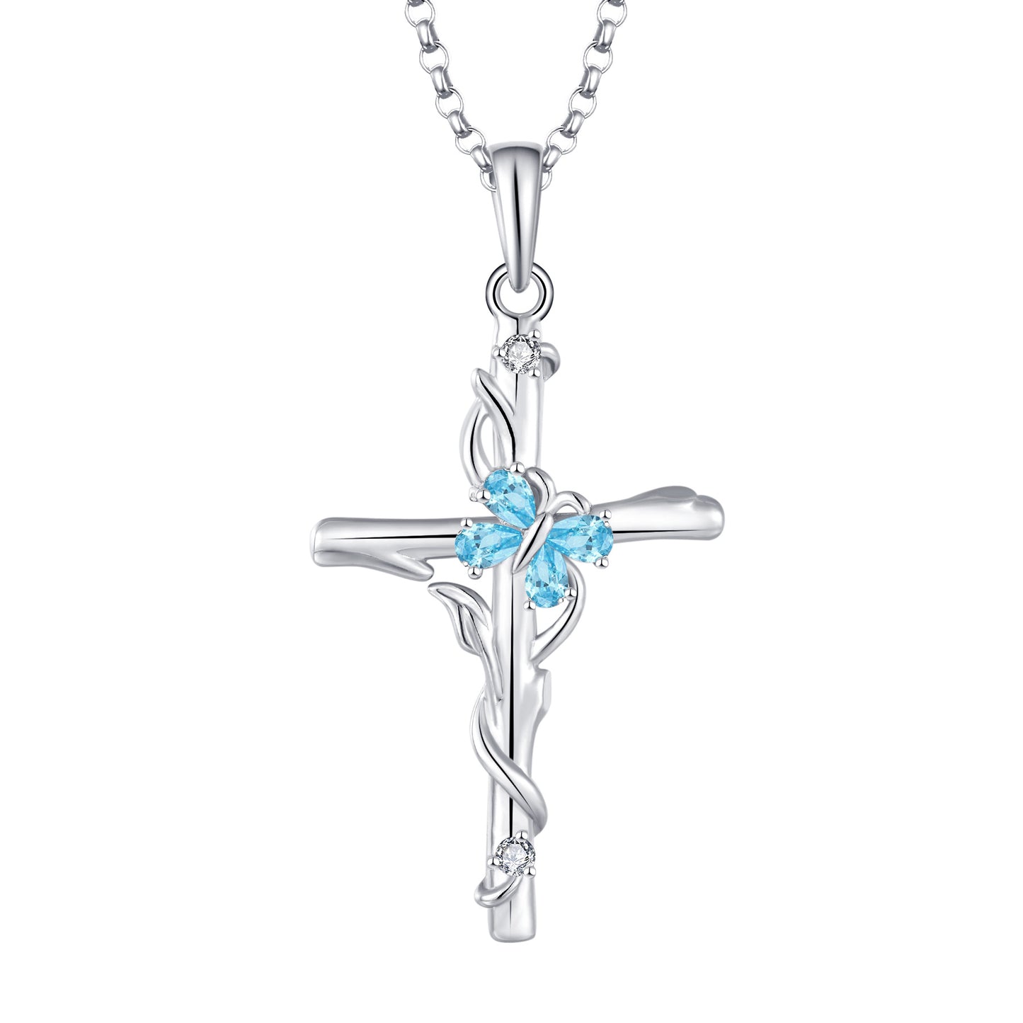 Celestial Cross Necklace - Sterling Silver Sparkle