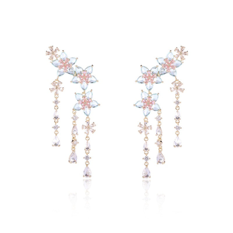 BlossomDream Crystal Tassel Earrings