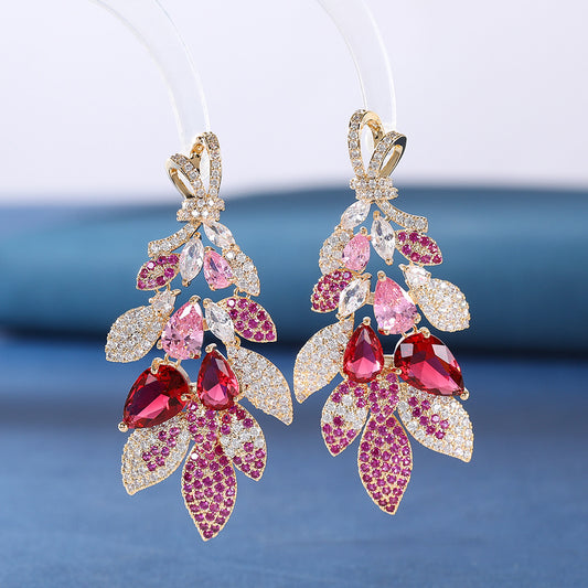 BlossomGlimmer Zircon Flower Earrings
